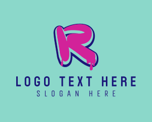 Pink And Purple - Paint Graffiti Letter R logo design