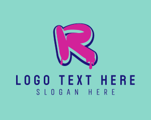 Rap Label - Paint Graffiti Letter R logo design