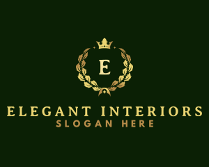 Luxury Crown Wreath logo design