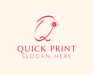 Pink Flower Letter Q logo design