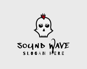 Stereo - Mohawk Punk Skull logo design