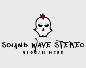 Stereo - Mohawk Punk Skull logo design