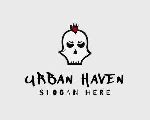 Mohawk Punk Skull logo design