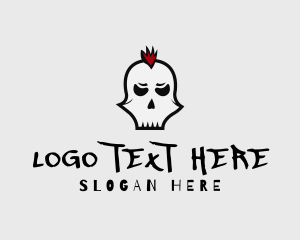 Rebel - Mohawk Punk Skull logo design