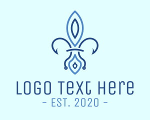 Fleur De Lis - Blue French Flower logo design