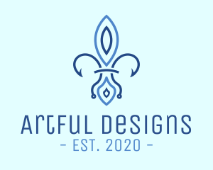 Blue French Flower logo design