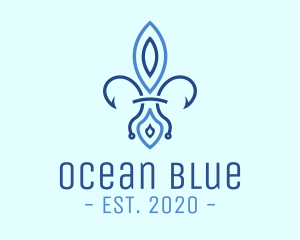Navy - Blue French Flower logo design
