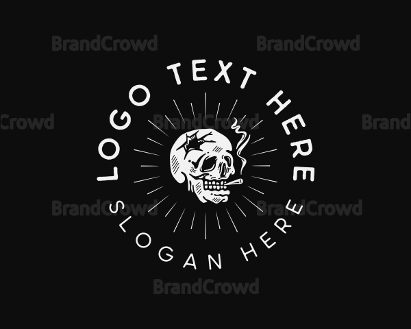 Skull Smoking Cigarette Logo