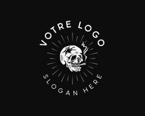 Skull Smoking Cigarette Logo