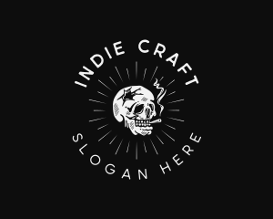 Indie - Skull Smoking Cigarette logo design