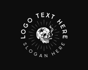 Cigarette - Skull Smoking Cigarette logo design