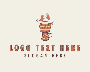 Traditional - Djembe Percussion Instrument logo design