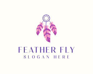 Bohemian Dreamcatcher Feather logo design