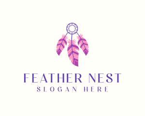 Bohemian Dreamcatcher Feather logo design