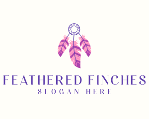 Bohemian Dreamcatcher Feather logo design