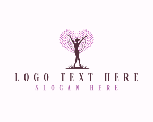 Massage - Female Heart Tree logo design