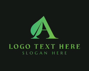 Green Leaf - Gradient Letter A Leaf logo design
