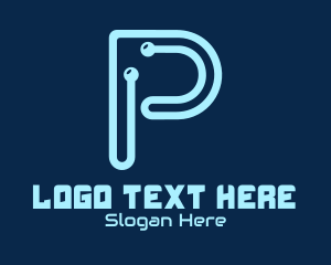 System - Electronic Circuit Letter P logo design
