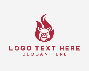 Meat - Pork Flame BBQ logo design