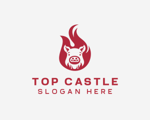 Fire - Pork Flame BBQ logo design