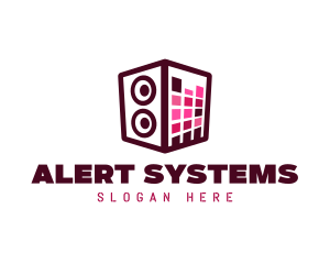 Red Pink Stereo Speaker logo design