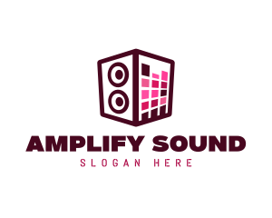 Red Pink Stereo Speaker logo design