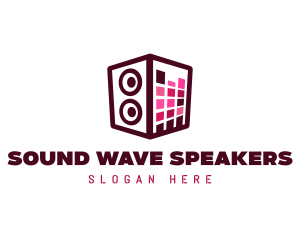 Red Pink Stereo Speaker logo design