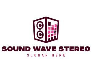 Stereo - Red Pink Stereo Speaker logo design