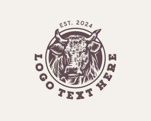 Homesteading - Cow Cattle Farm Animal logo design