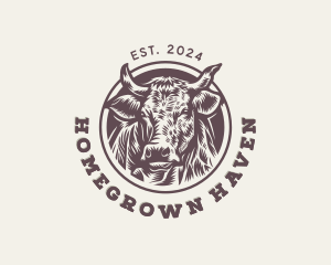 Cow Cattle Farm Animal logo design