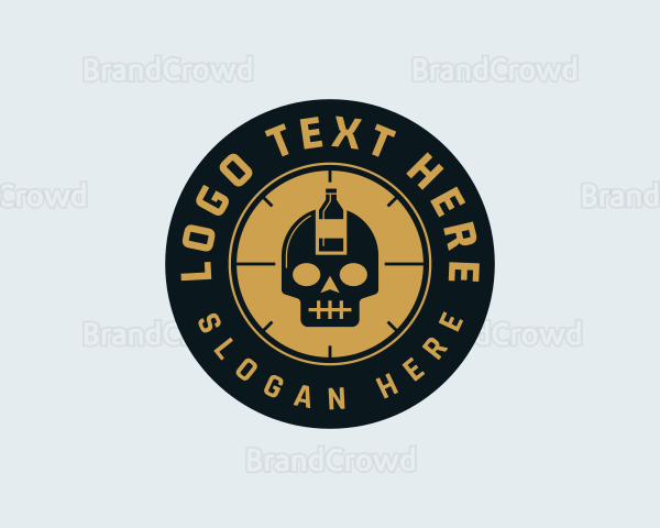 Hipster Bottle Skull Logo