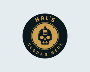 Hipster Bottle Skull Logo