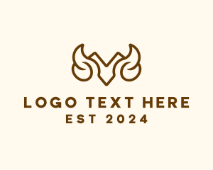 Sheep - Ram Horn Head logo design