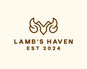 Lamb - Ram Horn Head logo design