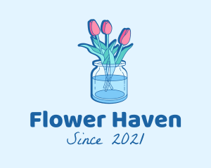 Tulips Flower Jar logo design