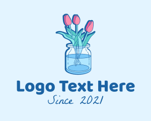 Floristry - Tulips Flower Jar logo design