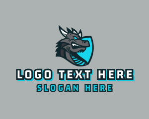 Lizard - Gamer Dragon Shield logo design