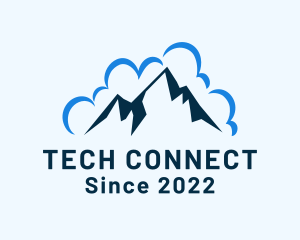 Campground - Mountain Cloud Scenery logo design
