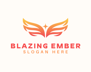 Fiery - Flaming Phoenix Wings logo design