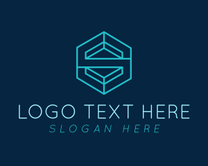 Mobile App - Tech Hexagon Letter S logo design