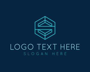 App - Tech Hexagon Letter S logo design