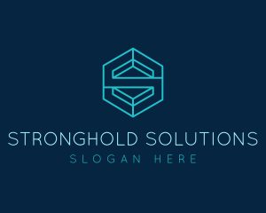 Tech Hexagon Letter S logo design