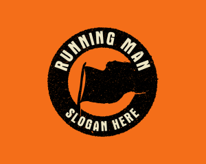 Rustic Flag Camping Badge Logo