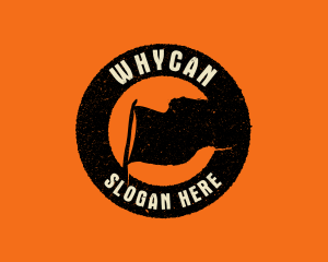 Grunge - Rustic Flag Camping Badge logo design