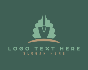 Leaf - Garden Leaf Shovel logo design