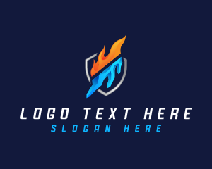 Temperature - Fire Ice Shield logo design