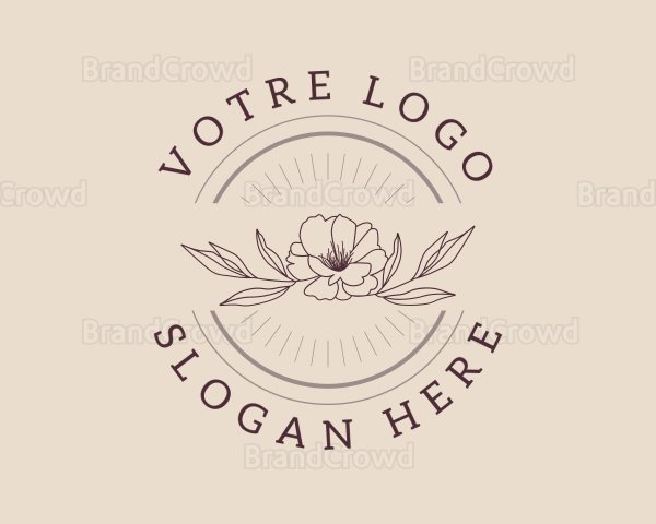 Traditional Flower Text Badge Logo