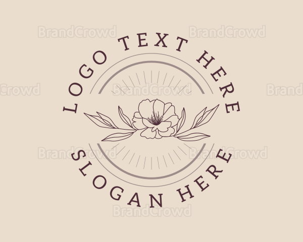 Traditional Flower Text Badge Logo