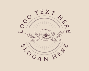 Skin Care - Traditional Flower Text Badge logo design