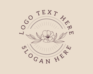 Traditional Flower Text Badge Logo